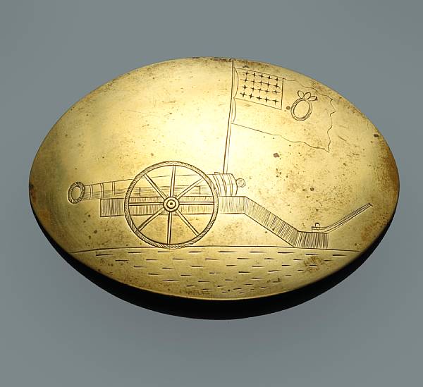 Appraisal: A militia artillery shoulder belt platecirca Oval convex brass plate