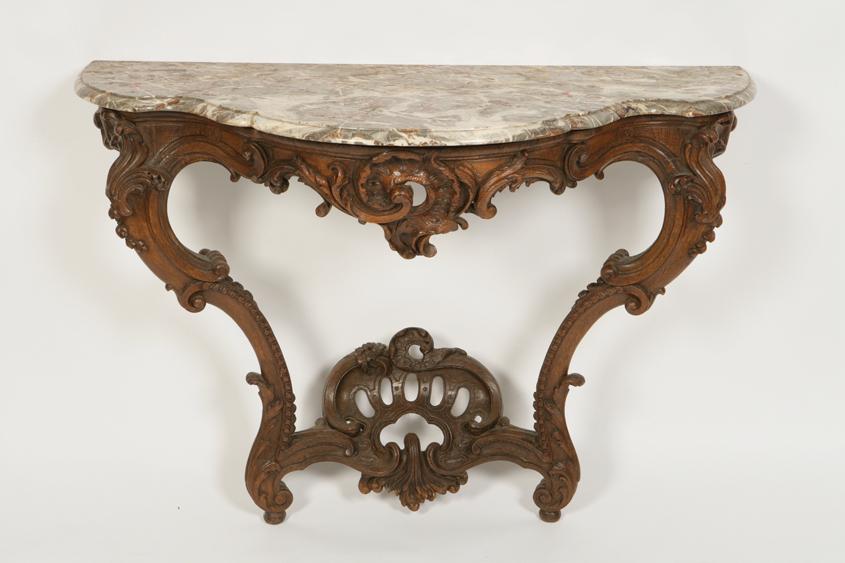 Appraisal: AN TH CENTURY FRENCH WALNUT ROCOCO STYLE CONSOLE TABLE with