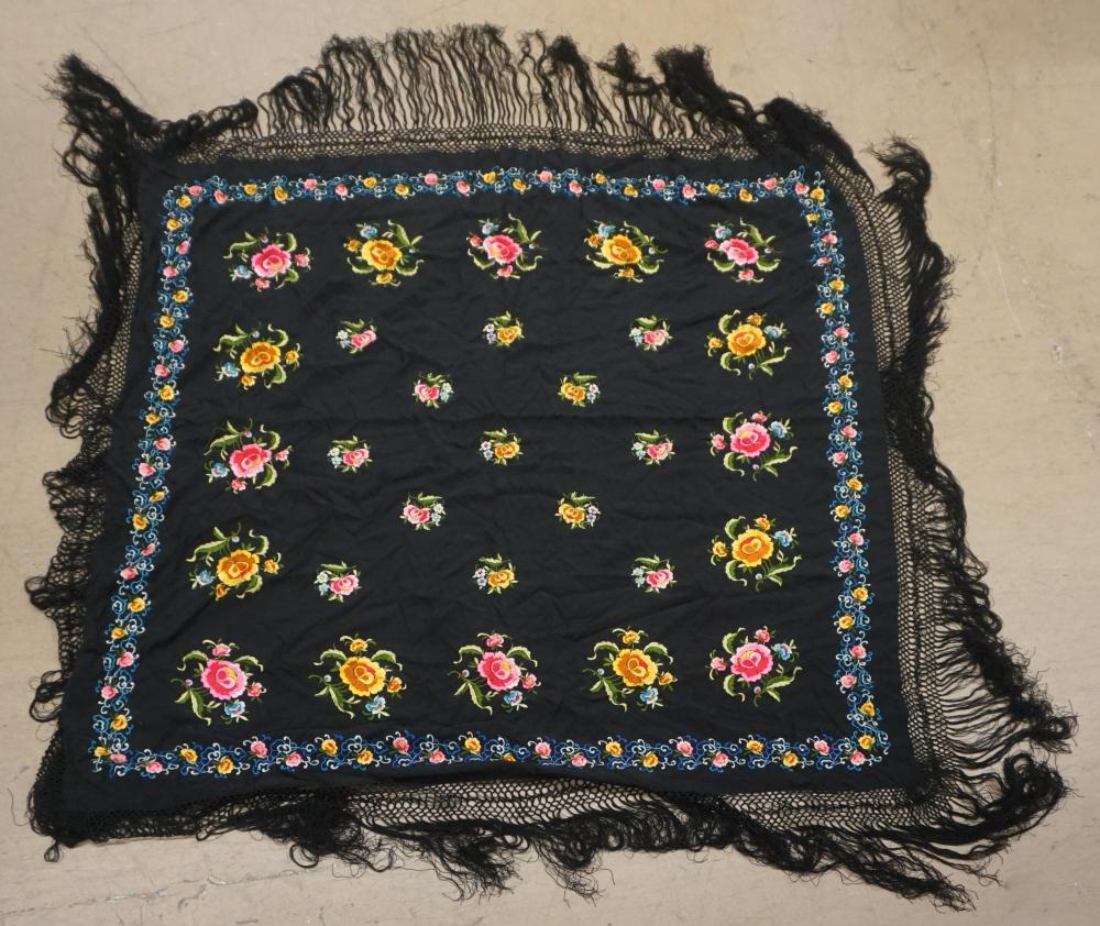 Appraisal: CHINESE EMBROIDERED SILK SHAWL FT IN X FT INChinese Embroidered