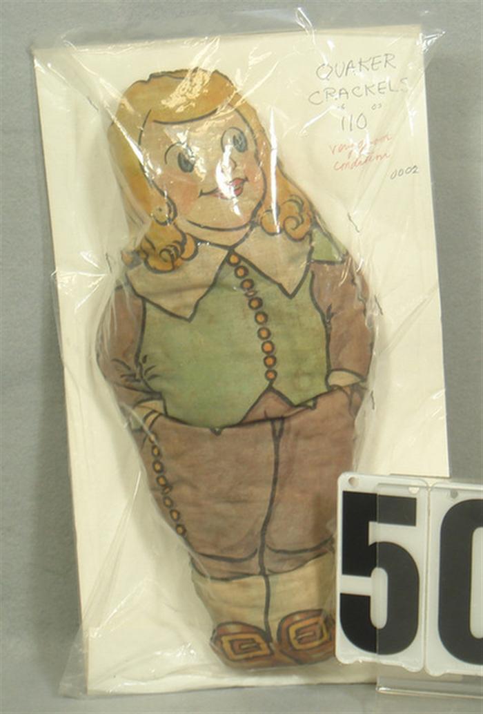 Appraisal: Quaker Crackels cloth doll very good condition all cloth litho