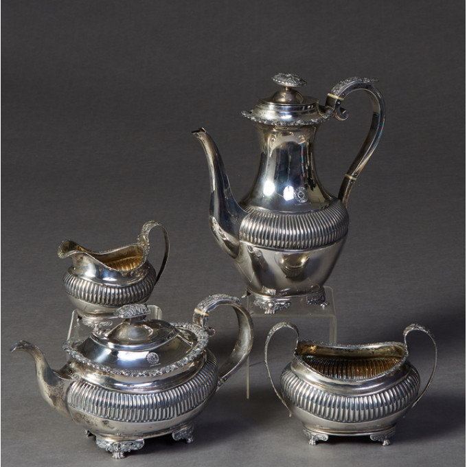 Appraisal: English Four Piece Sterling Tea Service London by George Hunter