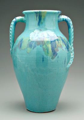 Appraisal: Monumental porch vase splotchy green yellow and blue glaze on