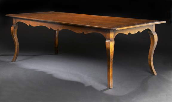 Appraisal: Provincial Louis XV-Style Oak Farmhouse Table the planked rectangular top