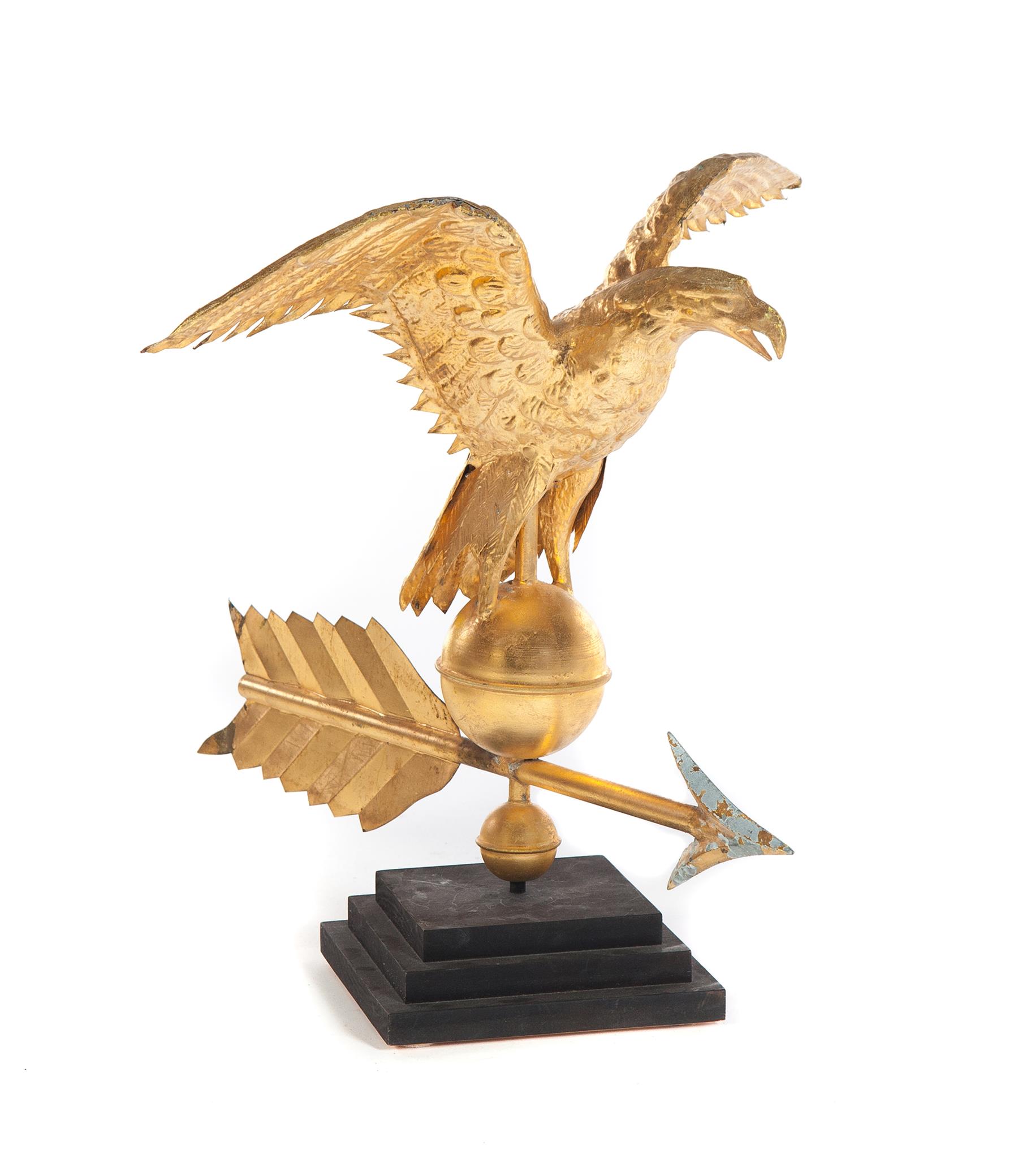 Appraisal: EAGLE WEATHERVANE Mid th century Thin copper with heavy gilding