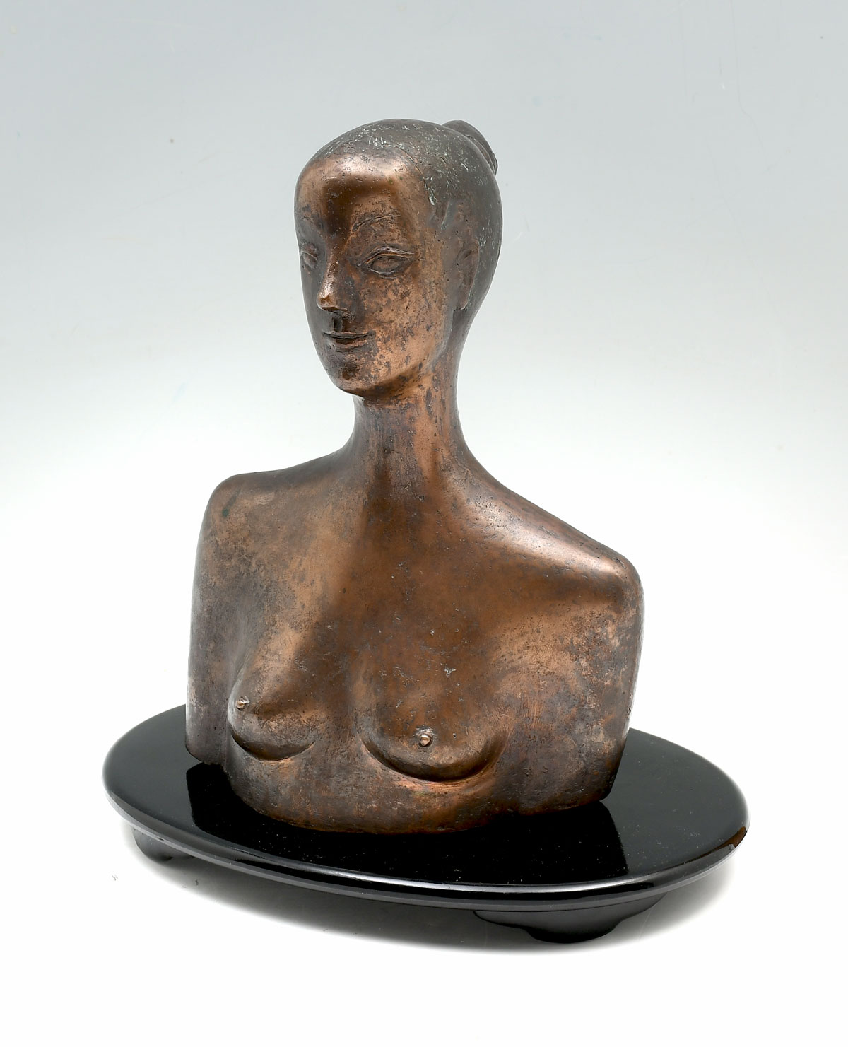 Appraisal: ILLEGIBLY SIGNED RUSSIAN BRONZE FEMALE NUDE BUST '' h impressed