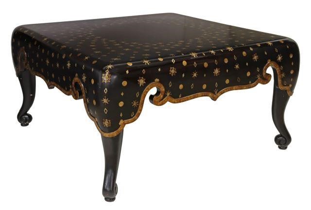 Appraisal: Chinese black lacquered coffee table st c with parcel gilt