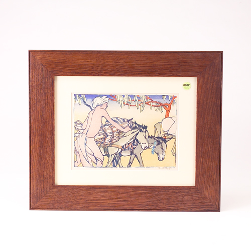 Appraisal: MABEL ROYDS Woodblock print Donkey Boy matted and mounted in