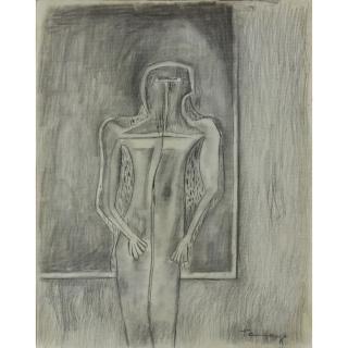 Appraisal: Attributed to Rufino Tamayo Mexican - Charcoal on paper Figure