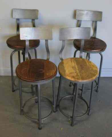 Appraisal: Four Midcentury Style Revolving Stools withBacks From a NYC apartment