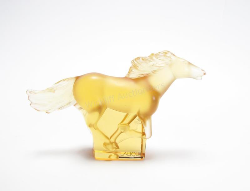 Appraisal: A Lalique crystal Kazak horse figure amber color signed Lalique