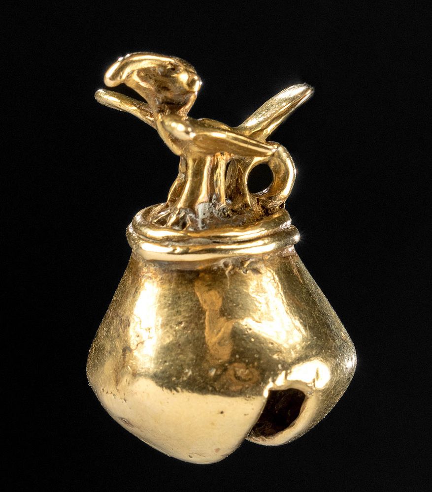 Appraisal: Panamanian Veraguas Gold Bell w Bird Pre-Columbian Panama or Costa