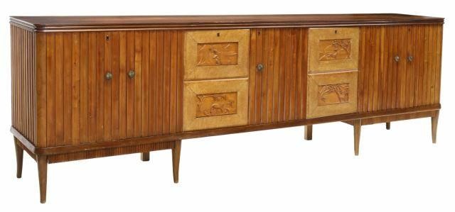 Appraisal: Italian mid-century modern walnut sideboard c s- s long rectangular