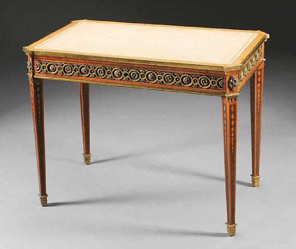 Appraisal: A Louis XVI style gilt bronze mounted inlaid mahogany table