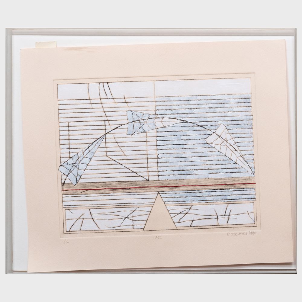 Appraisal: Richard Carboni - Arc Etching with hand-coloring on wove paper