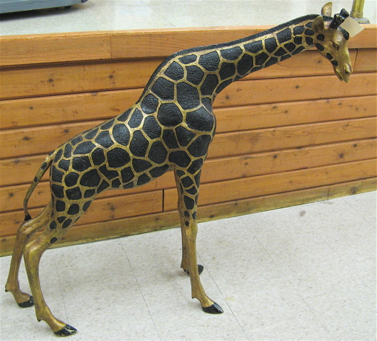 Appraisal: BRONZE WILDLIFE SCULPTURE the study of an American giraffe dark