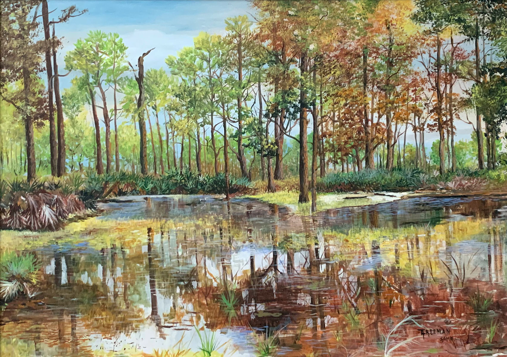 Appraisal: FREEMAN Tom American Florida Stream Oil Canvas '' x ''