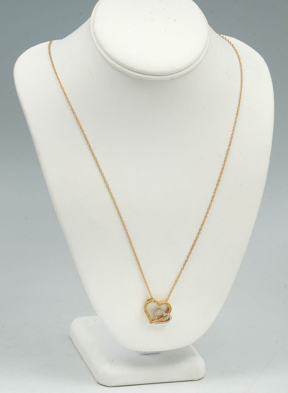 Appraisal: K DOUBLE HEART PENDANT CHAIN WITH YELLOW SAPPHIRES DIAMONDS K