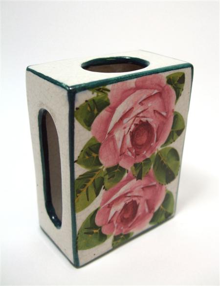 Appraisal: WEMYSS MATCHBOX CASE CIRCA decorated with cabbage roses T Goode