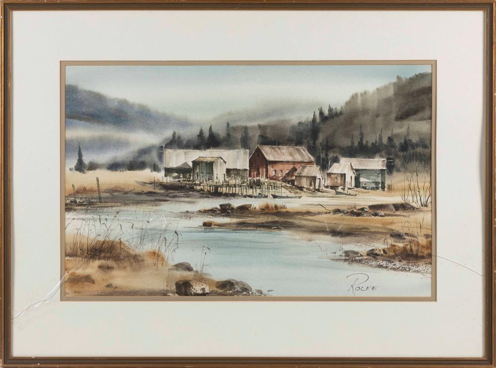 Appraisal: PETER ROLFE MAINE MASSACHUSETTS EUROPE B CALAIS FISHTOWN WATERCOLOR ON