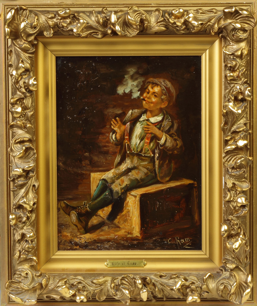 Appraisal: Painting of a young boy Late th cent Painting on