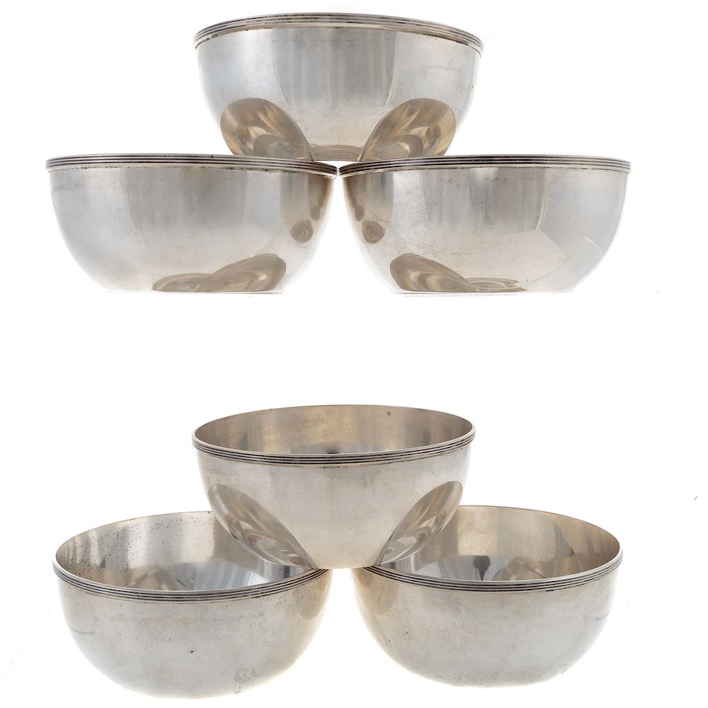 Appraisal: Six Dutch Silver Dessert Finger Bowls import mark The Hague