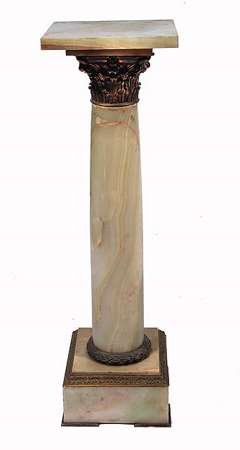 Appraisal: A French onyx and gilt metal mounted pedestal columnwith square