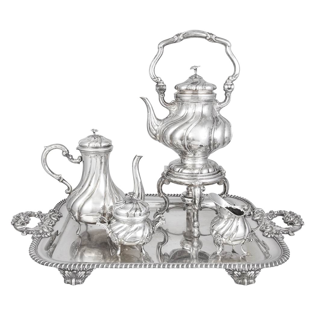 Appraisal: Continental Silver Coffee Service th Century Comprising a coffee pot