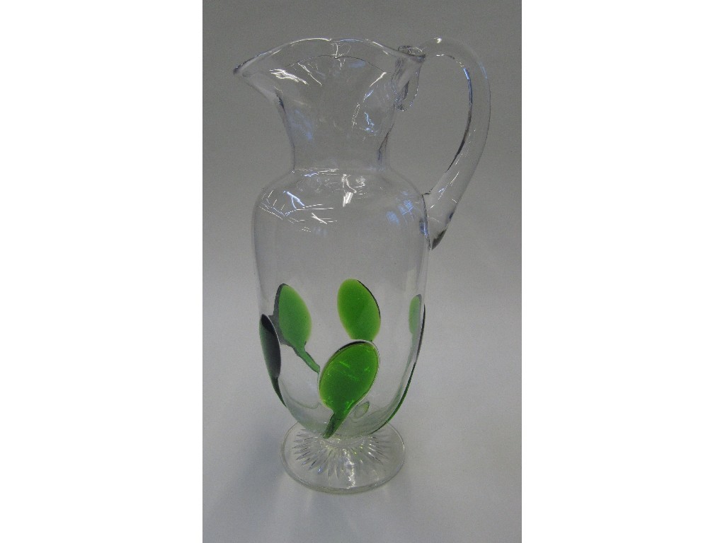 Appraisal: Powell clear glass jug with green trailed decoration