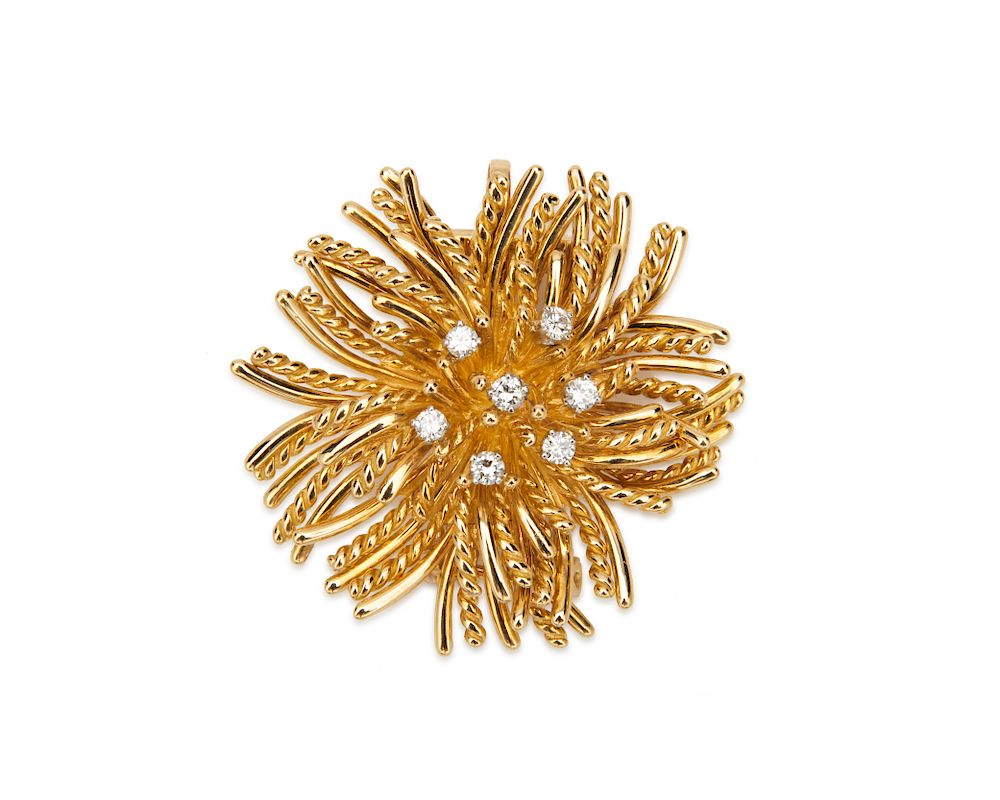 Appraisal: TIFFANY CO K Gold and Diamond Brooch TIFFANY CO K