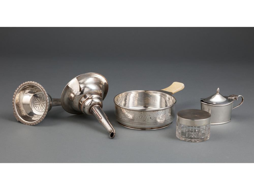 Appraisal: Group of Five Silver Objects incl Georgian sterling wine funnel