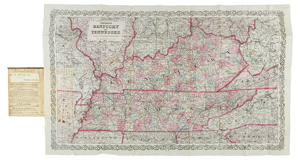 Appraisal: COLTON GEORGE W Colton's Kentucky and Tennessee Folding pocket map