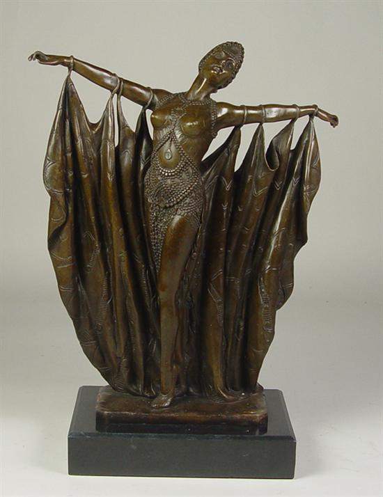 Appraisal: Bronze of Dancer After Aleonard With drape and headdress On