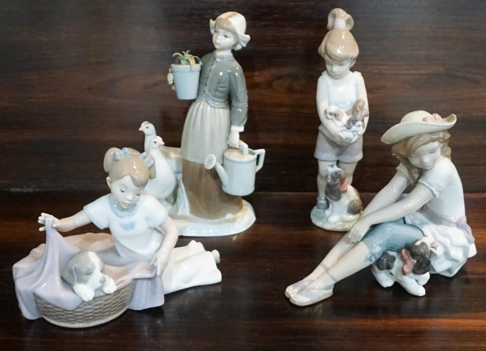 Appraisal: Two Spanish and Two Lladro Porcelain Figures of Young Girls