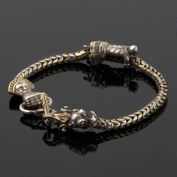 Appraisal: A silver and eighteen karat gold bracelet a whimsical bracelet