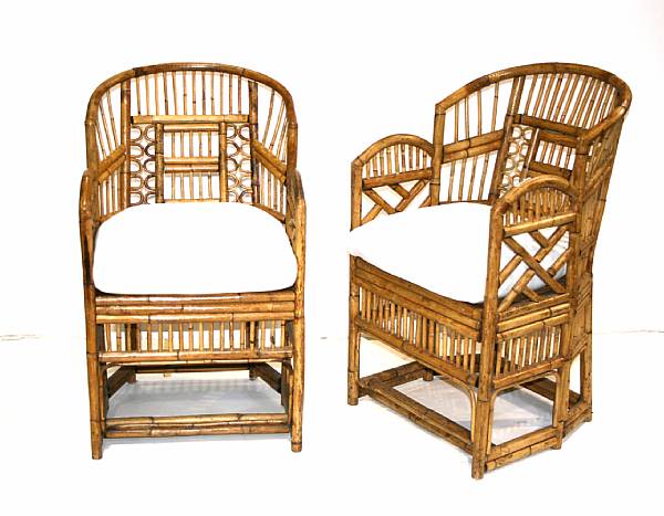 Appraisal: A pair of bamboo armchairs mid th century height in