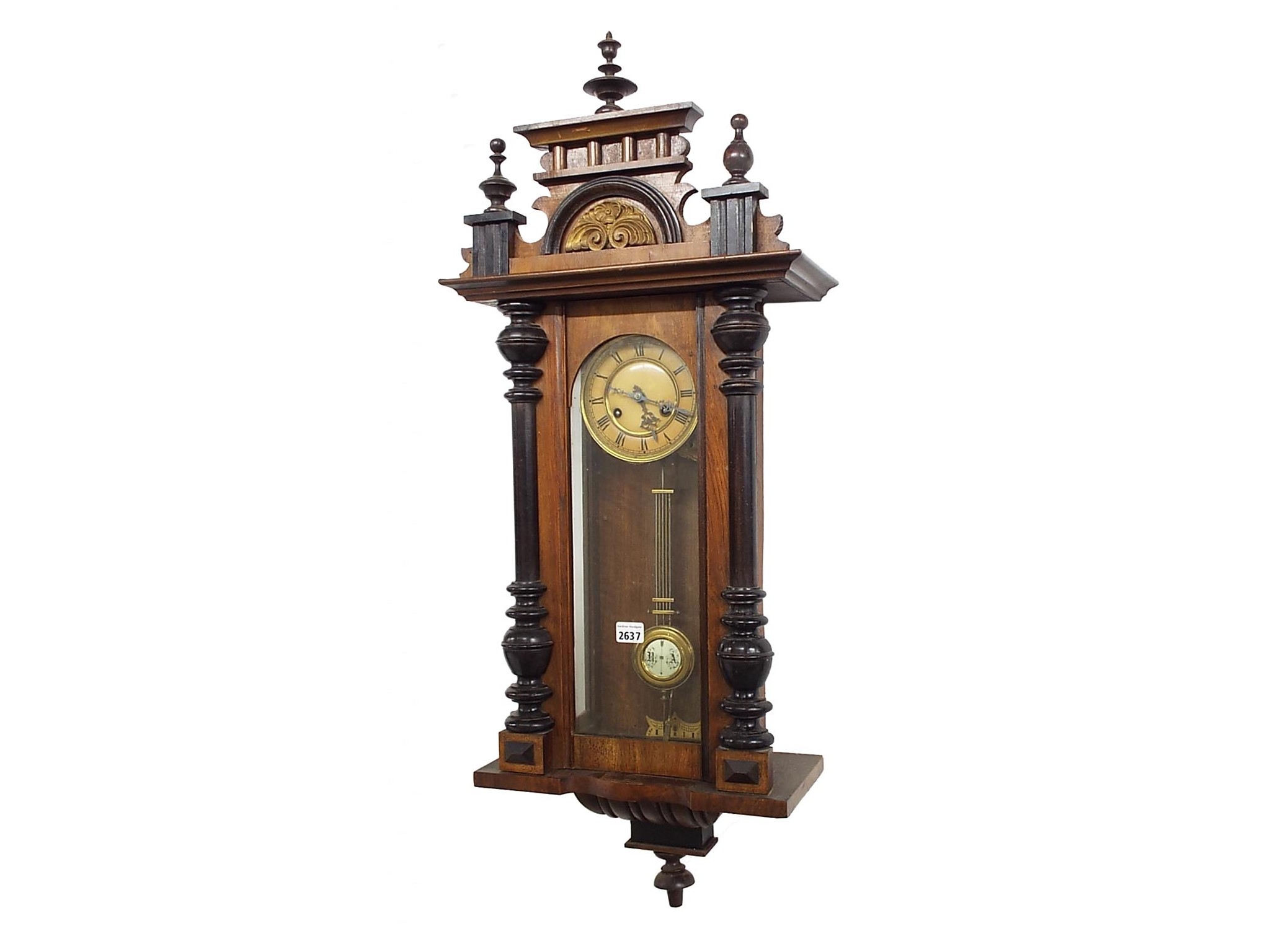 Appraisal: Vienna two train wall clock in a walnut and ebonised