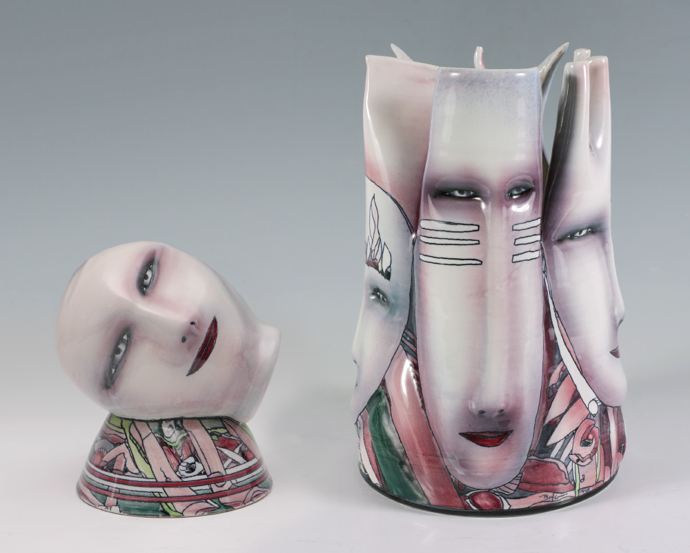 Appraisal: BING GLEITSMAN PORCELAIN FACE SCULPTURES pieces total by artist Bing