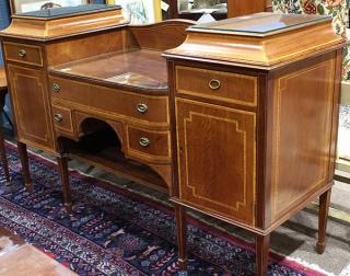 Appraisal: Regency style inlaid sideboard Regency style inlaid sideboard th century