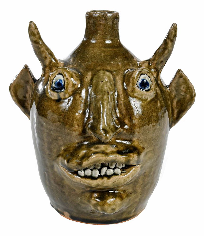 Appraisal: John Meaders Devil Face Jug White County Georgia b d