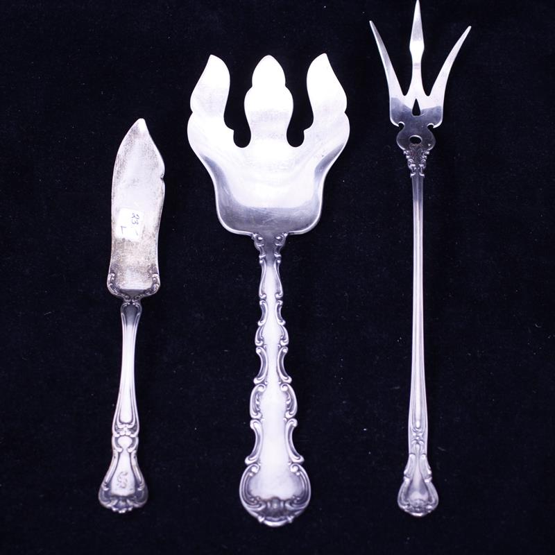 Appraisal: Sterling Silver Gorham Chantilly Lettuce Fork Buckingham master butter Strasbourg