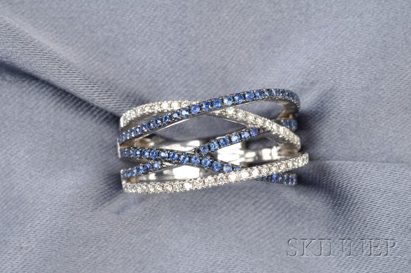 Appraisal: kt White Gold Sapphire and Diamond Ring designed as bands