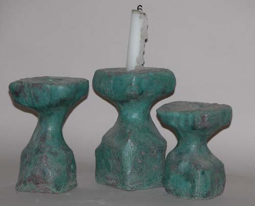 Appraisal: Set of Candlestick Holders Ceramic on Ceramic Caplan Jerry x