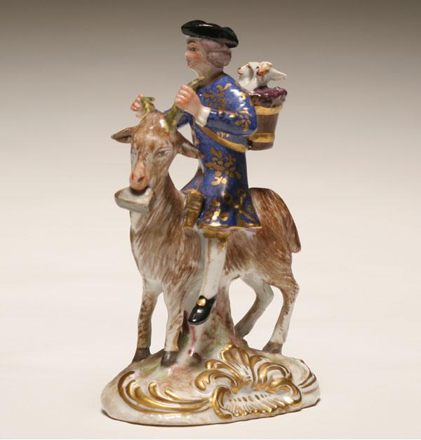 Appraisal: Porcelaine de Paris mounted figure on goat hand painted and