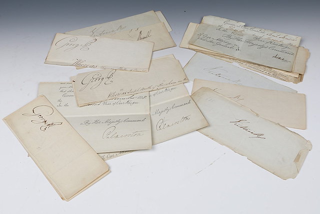 Appraisal: A Collection of part documents with various signatures inc Queen