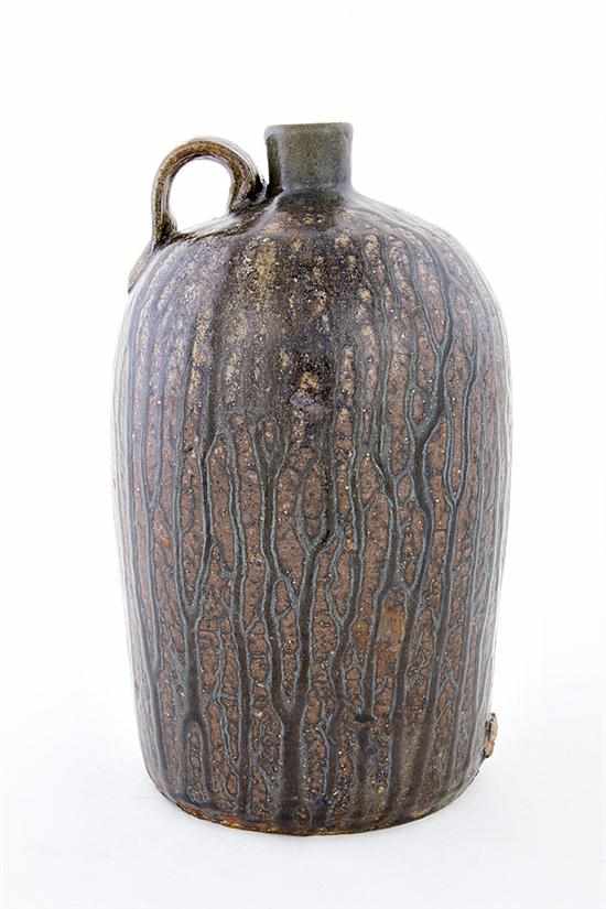 Appraisal: Southern stoneware jug Georgia circa high-fired alkaline glaze having pulled