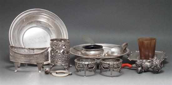 Appraisal: Assortment of silver articles including small English silver tray with