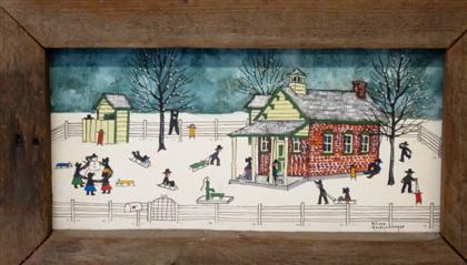 Appraisal: Delores Hackenberger - winter amish school house scene