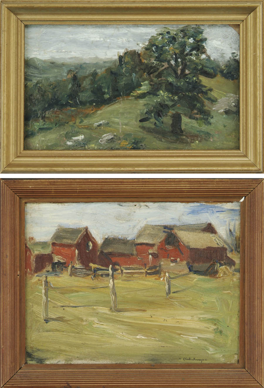 Appraisal: HENDRIK J GLINTENKAMP American - TWO SMALL LANDSCAPES Oil on