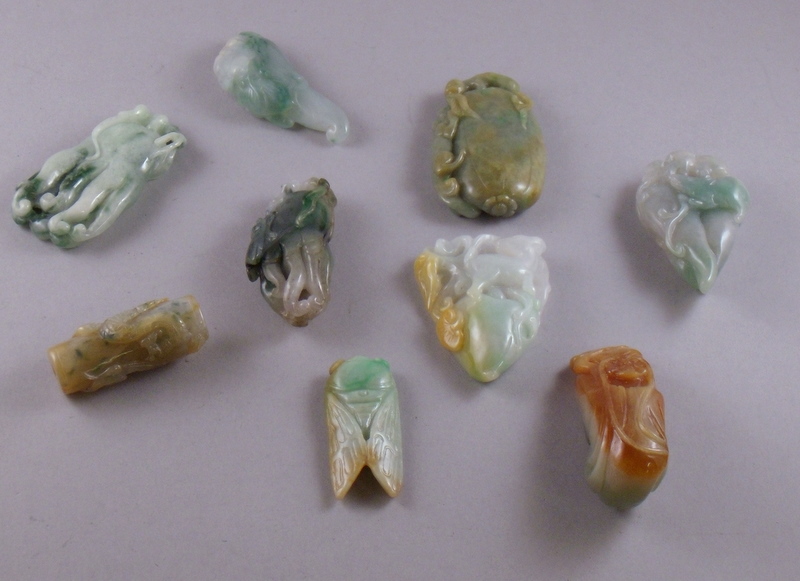 Appraisal: Eight Assorted Carved Jade Pendants and Other Items of various