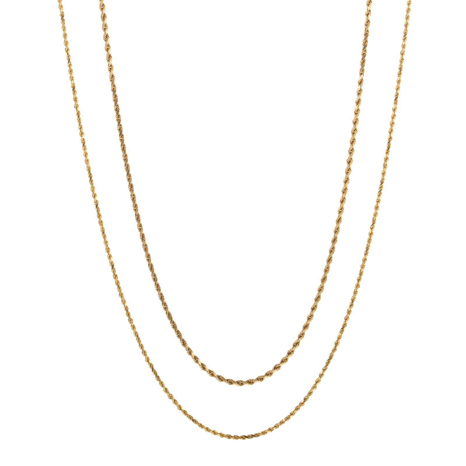 Appraisal: A PAIR OF TWISTED LINK CHAINS IN K YELLOW GOLD